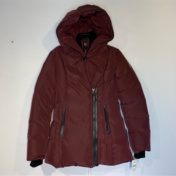 MXsold Mackage Adali Hooded Waterproof Down Jacket in Wine - Picture 2 of 16